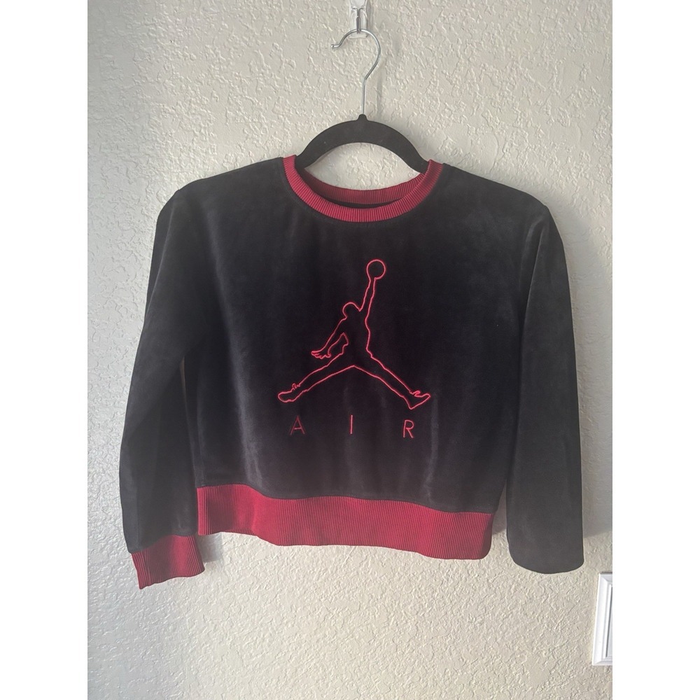 Nike Jordan Velvet Black/Red Boy Sweater Size M Youth